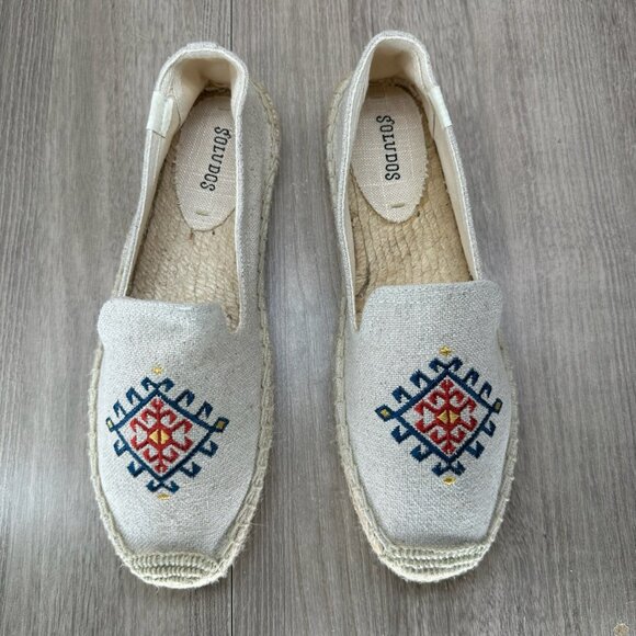 Soludos Embroidered Espadrilles Shoes Womens Sz 9 Slip-On Low Top Flat Off-White - Picture 3 of 12